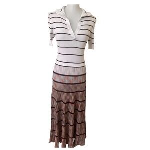 Missoni Polo Maxi Dress Striped Short Sleeve Lightweight Size 46 Italy Made